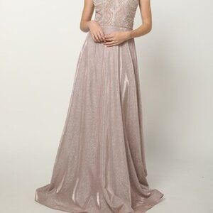 V-Neckline A-Line Bridesmaid Long Dress